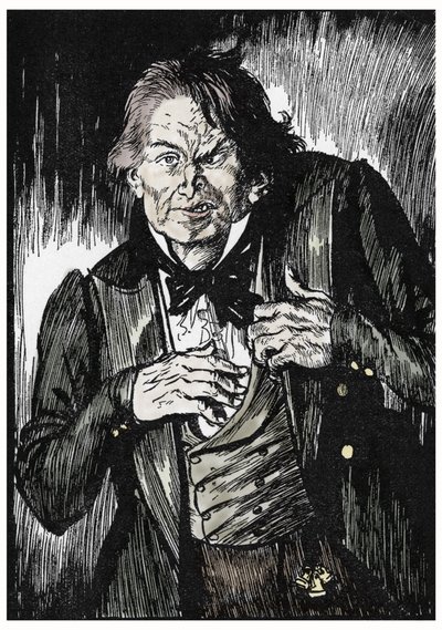 Mr Hyde después de tomar el antídoto se convierte en el Dr Jekyll, Ilustración de Edmund Joseph Sullivan (1869-1933) para la novela L