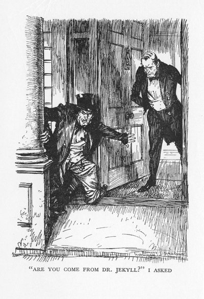 Escena de El Extraño Caso del Dr. Jekyll y Mr. Hyde de Robert Louis Stevenson, 1927 de Edmund Joseph Sullivan