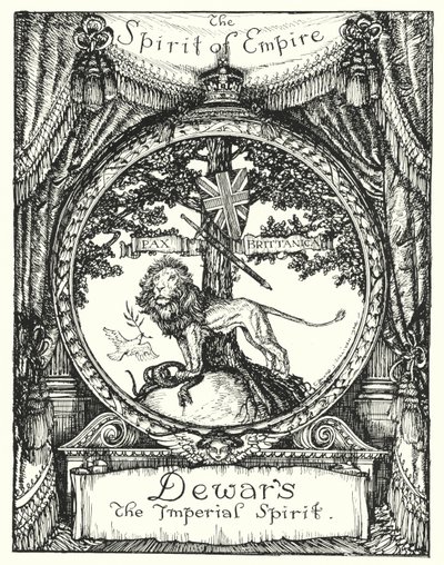 El espíritu del imperio, dibujo para un anuncio de whisky Dewar