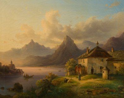 Paisaje con un lago de montaña. de Edmund Mahlknecht