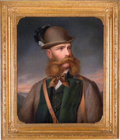 Retrato de Francois Joseph I de Austria (1830-1916), con equipo de caza. Pintura de Edmund Mahlknecht (1820-1903), óleo sobre lienzo de Edmund Mahlknecht