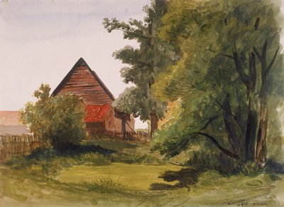Vista de Hampstead con un granero a la izquierda, Hampstead, Camden, Londres de Edmund Marks