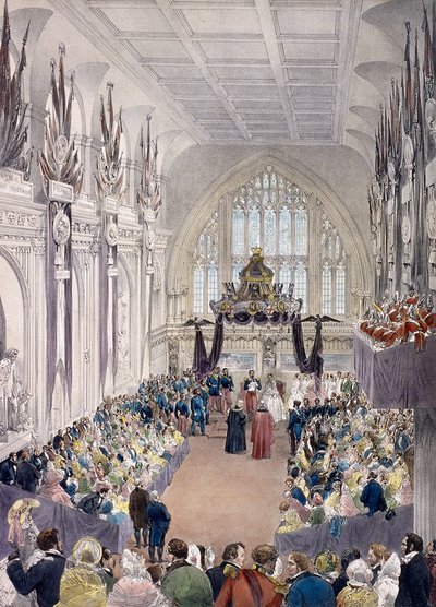 Napoleón III y la emperatriz Eugenia en Guildhall, Londres, 1855 de Edmund Morin