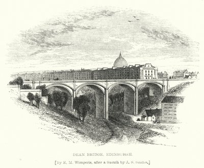 Puente Dean, Edimburgo (grabado) de Edmund Morison (after) Wimperis