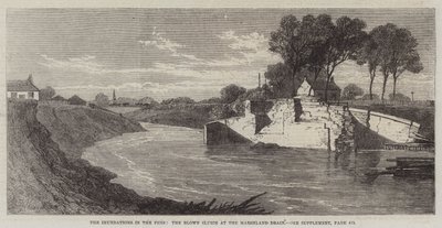 Las inundaciones en los Fens, la esclusa rota en el drenaje de Marshland de Edmund Morison Wimperis