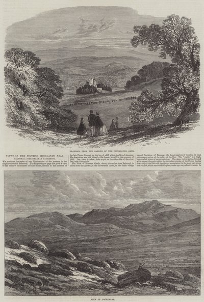 Vistas en las Tierras Altas de Escocia cerca de Balmoral, la Reunión de Braemar de Edmund Morison Wimperis