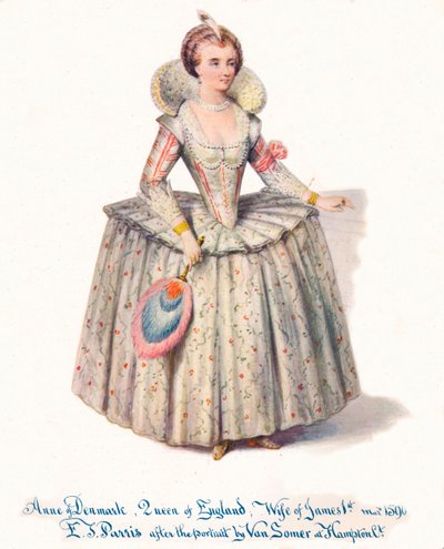 Ana de Dinamarca, Reina de Inglaterra, esposa de Jacobo I, siglo XIX de Edmund Thomas Parris