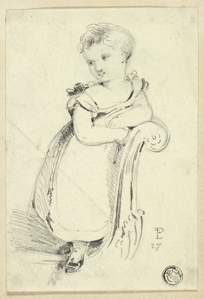 Niña de pie en un sofá (anverso); Fragmento: Parte posterior de la cabeza de una mujer (verso) de Edmund Thomas Parris