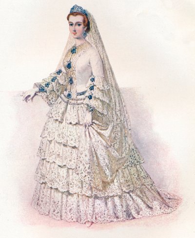 La emperatriz Eugenia en su vestido de novia, 1853, 1902 de Edmund Thomas Parris
