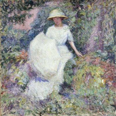 Chica con sombrilla (óleo sobre lienzo) de Edmund William Greacen