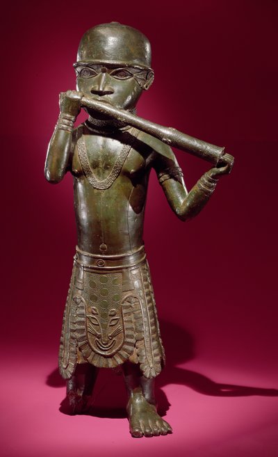 Trompetista, de Benin, Nigeria (bronce) de Edo Culture