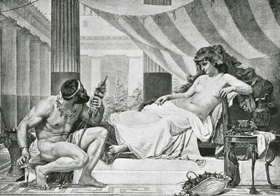Hércules a los pies de Onfalia (litografía) de Edouard-Joseph (after) Dantan
