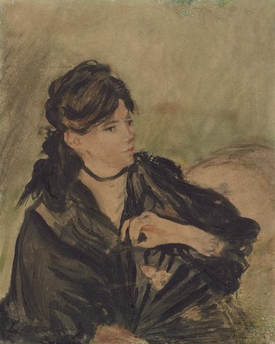 Berthe Morisot con un abanico de Edouard (after) Manet