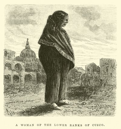 Una mujer de las clases bajas de Cuzco (grabado) de Edouard (after) Riou