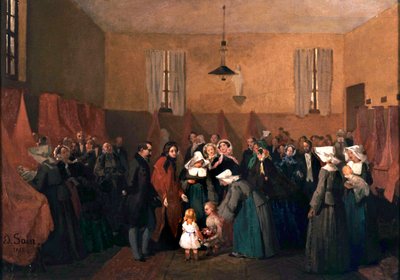 Visita de Napoleón III y Eugenia a la guardería de Sor Rosalía de Edouard Alexandre Sain