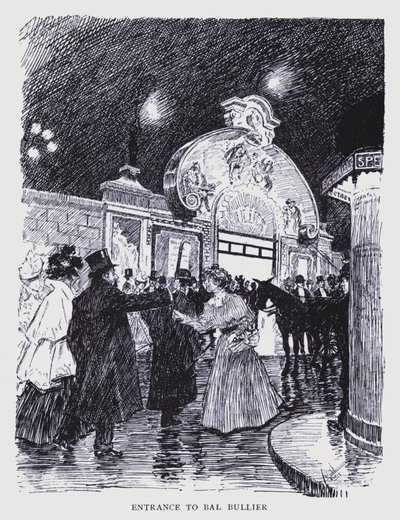 París bohemio: Entrada al Bal Bullier (litografía) de Edouard Alfred (1875-1954) Cucuel