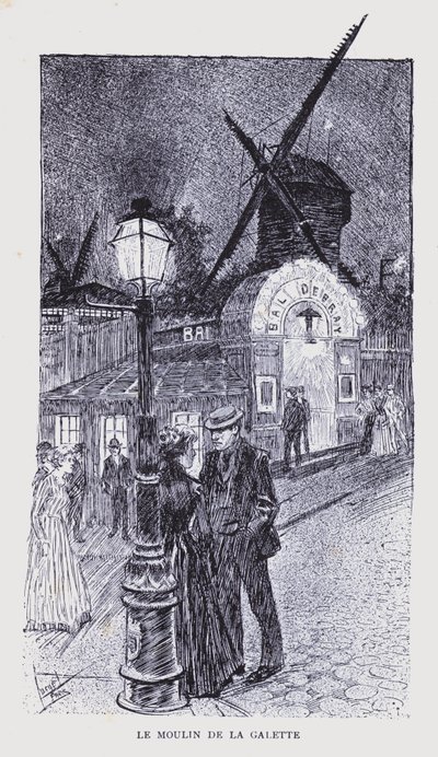 París bohemio: Le Moulin de la Galette (litografía) de Edouard Alfred (1875 1954) Cucuel