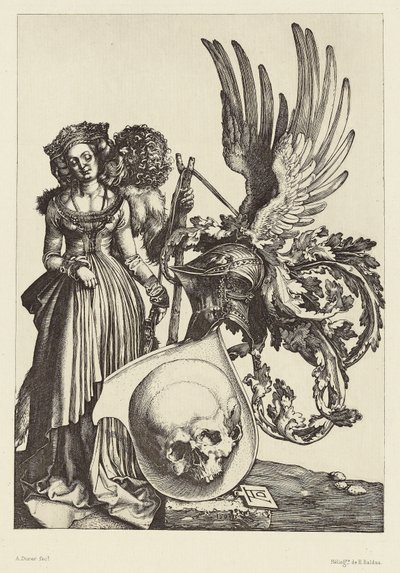 [Escudo de armas con una calavera de Alberto Durero]. de Édouard Baldus