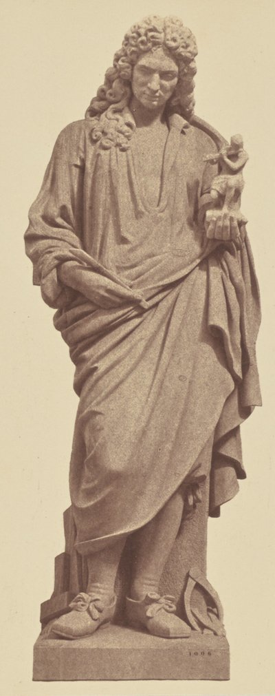 ["Coysevox", estatua de Jules Droz, decoración del Louvre, París]. de Édouard Baldus
