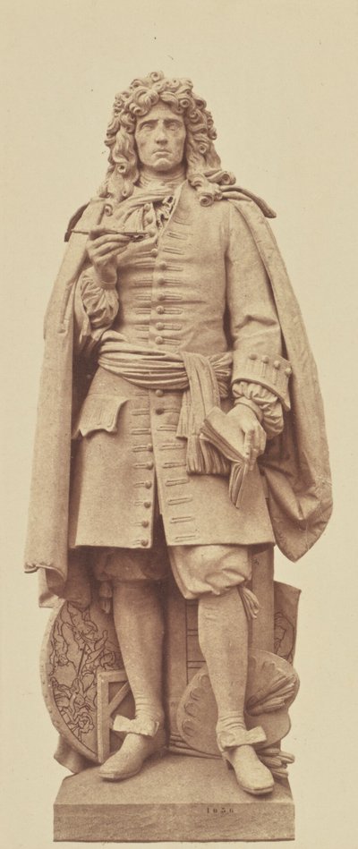 ["Mignard", estatua de Jean Baptiste Joseph de Bay, decoración del Louvre, París]. de Édouard Baldus