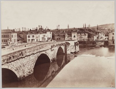 Périgueux. El puente de Tournepiche, vista desde aguas arriba de Édouard Baldus