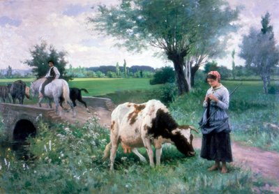 La vaca bien guardada, 1890 de Edouard Bernard Debat Ponsan