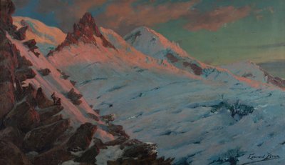 Dos alpinistas llegando a Les Grands Mulets (macizo del Mont-Blanc) (Óleo sobre cartón) de Edouard Brun