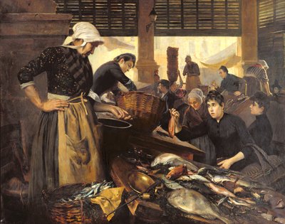Mercado de pescado en la Halle Delacroix, 1889 de Edouard Cremieux