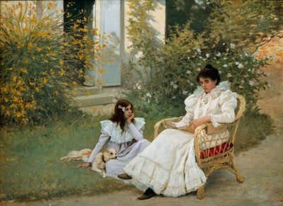 Madre e hija en un jardín bretón Tours, Museo de Bellas Artes de Edouard Debat Ponsan