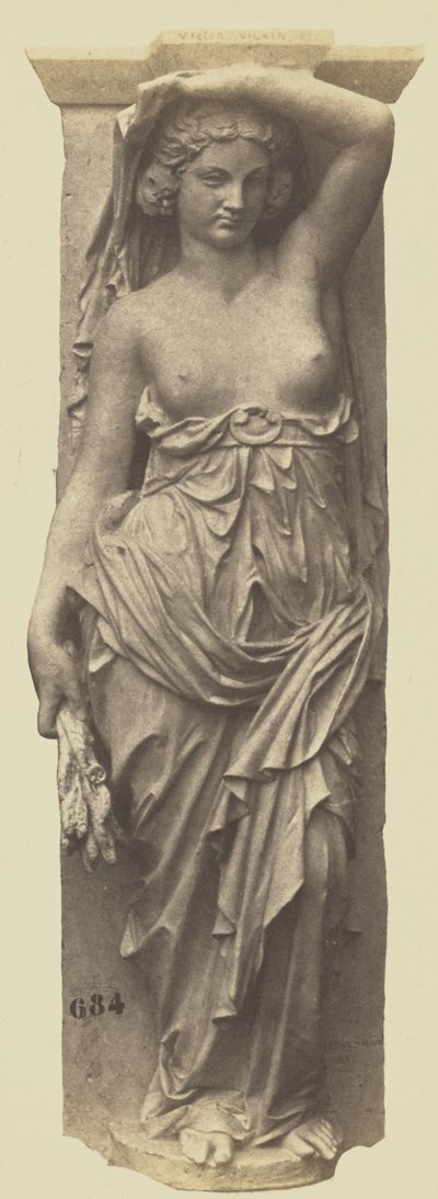 Cariatide por Victor Vilain, Decoración del Louvre, París de Edouard Denis Baldus