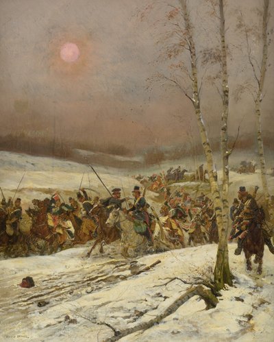 Cosacos Atacando un escuadrón de la Guardia de Honor, c. 1910 de Jean Baptiste Edouard Detaille