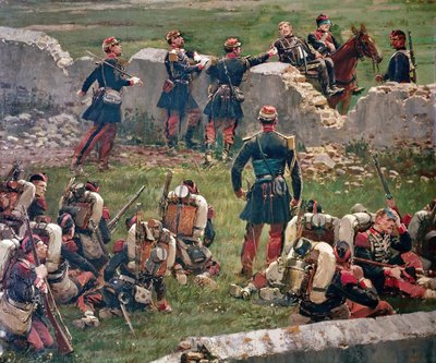 Tarde de la batalla de Rezonville Gravelotte. Granaderos de la Guardia Imperial en descanso, 16 de agosto de Jean Baptiste Edouard Detaille