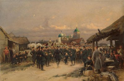 Cantantes del 4º Batallón de Fusileros de la Guardia de Vida de la Familia Imperial en Tsarskoye Selo, 1889 de Jean Baptiste Edouard Detaille