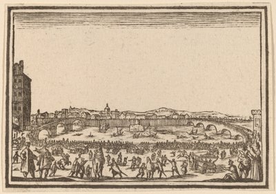 Fuegos artificiales en el Arno, Florencia de Edouard Eckman after Jacques Callot