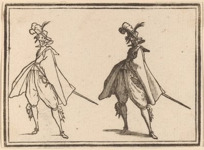 Caballero con un gran manto, vista frontal de Edouard Eckman after Jacques Callot