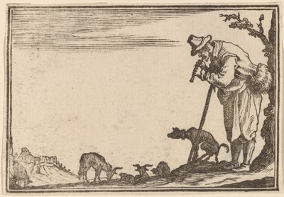 Pastor tocando la flauta de Edouard Eckman after Jacques Callot