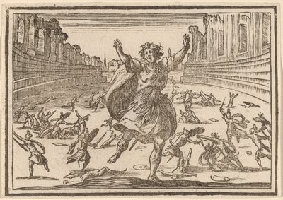 Escaramuza en un circo romano de Edouard Eckman after Jacques Callot