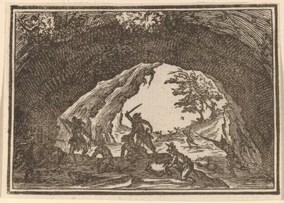 Soldados atacando a ladrones de Edouard Eckman after Jacques Callot