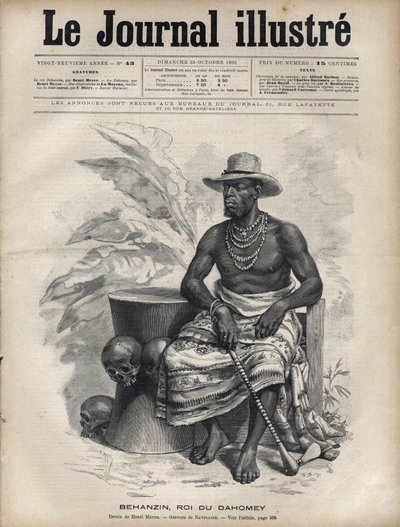 Retrato de Behanzin (1844-1900), Rey de Dahomey (Benín) - Grabado por Navellier en 