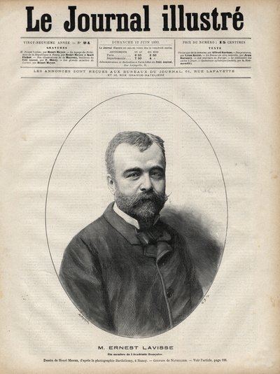 Retrato de Ernest Lavisse (1842-1922), historiador y académico francés - Grabado por Navellier en 
