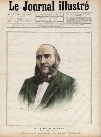 Retrato de Jules Emile Pean (1830-1898), cirujano francés - Grabado por Navellier en “The Illustrous Diary” de 1892 de Edouard Felicien Eugene Navellier