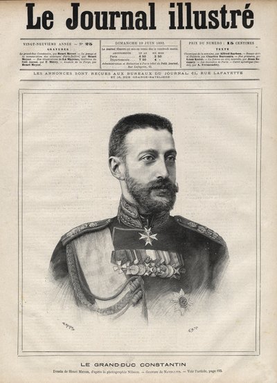 Retrato del Gran Duque Constantino Nikoláievich de Rusia (Gran Duque Constantino Nikoláievich de Rusia o Konstantin Nikoláievich Románov) de Edouard Felicien Eugene Navellier