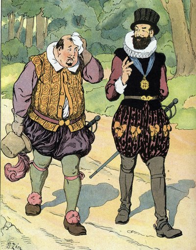 Rey Enrique IV (1553-1610) y Carlos II duque de Mayenne (1554-1611) (Rey de Francia Enrique IV y Carlos de Lorena, duque de Mayenne) Ilustración de Edouard Zier en "Our-glories-nationales" 1920 Colección particular de Edouard Francois Zier