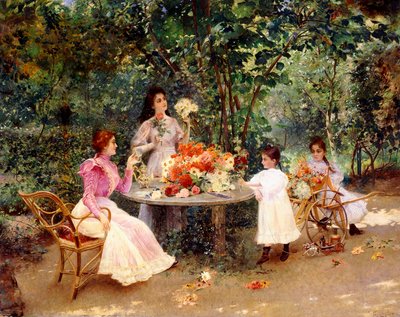 Hora del té en el jardín de Edouard Frederic Wilhelm Richter