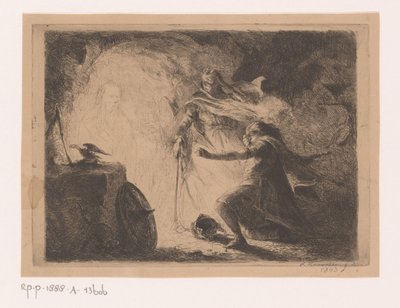 Saúl con la bruja de Endor de Edouard Hamman (signed by artist)