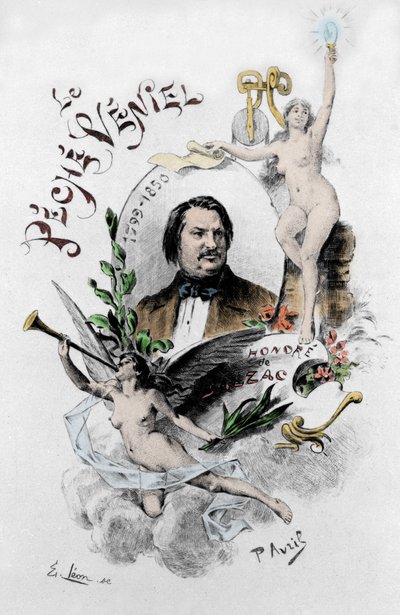 Frontispicio de El pecado venial de Honoré de Balzac. Ilustración de Paul Avril (1843-1928) de 1901 de Edouard Henri Avril