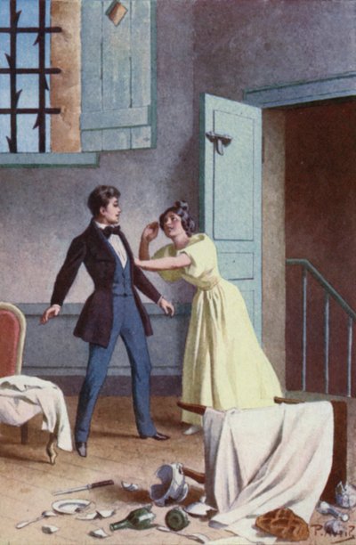 Agarrando el brazo de Fabrizio, gritó ¿Has comido? de Edouard Henri Avril