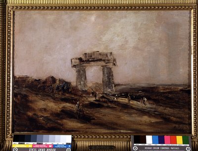 Ruinas de un templo en el desierto de Edouard Jacques Dufeu
