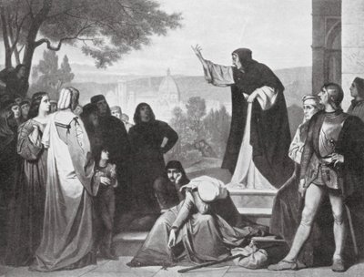 Savonarola predicando (litografía) de Edouard Jean Conrad (after) Hamman
