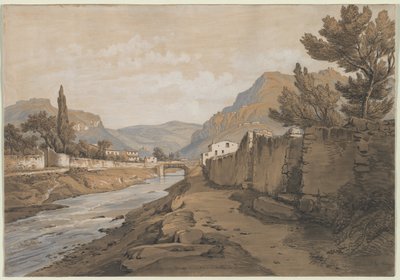 El río Neuve al final del valle de Dardenne, 1800s de Edouard Jean Marie Hostein